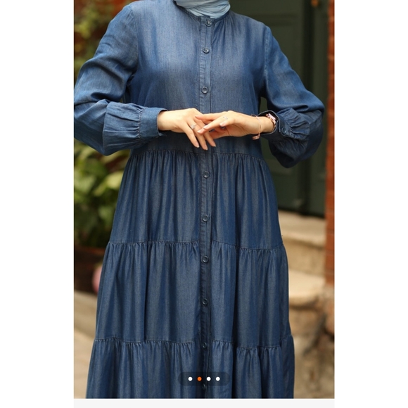 Long sleeve Denim Maxi Dres - Picture 3 of 4